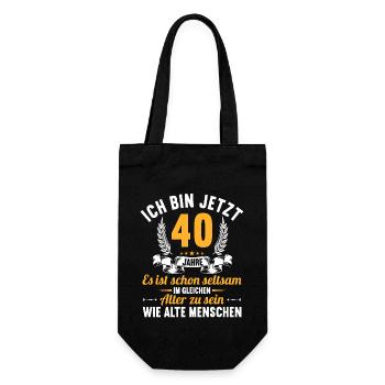 Seltsam im gleichen Alter wie alte 40. Geburtstag - Geschenkbeutel für Flaschen - Schwarz - Vorne