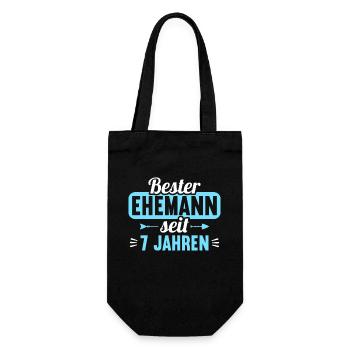 Beste Ehefrau Bester Ehemann seit 7 Jahren - Geschenkbeutel für Flaschen - Schwarz - Vorne