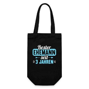 Beste Ehefrau Bester Ehemann seit 3 Jahren - Geschenkbeutel für Flaschen - Schwarz - Vorne