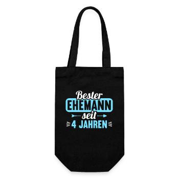 Beste Ehefrau Bester Ehemann seit 4 Jahren - Geschenkbeutel für Flaschen - Schwarz - Vorne