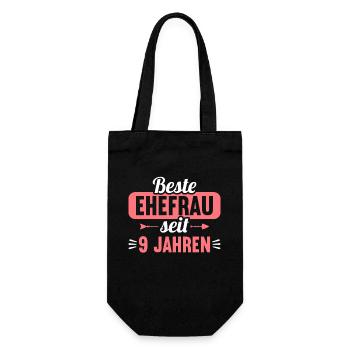 Beste Ehefrau Bester Ehemann seit 9 Jahren - Geschenkbeutel für Flaschen - Schwarz - Vorne