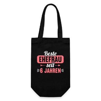 Beste Ehefrau Bester Ehemann seit 6 Jahren - Geschenkbeutel für Flaschen - Schwarz - Vorne