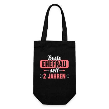 Beste Ehefrau Bester Ehemann seit 2 Jahren - Geschenkbeutel für Flaschen - Schwarz - Vorne