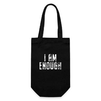 I Am Enough Ich Bin Genug Affirmation Achtsamkeit - Geschenkbeutel für Flaschen - Schwarz - Vorne