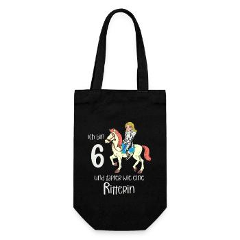 Geburtstagsshirt Ritterin - 6 Geburtstag Mädchen - Geschenkbeutel für Flaschen - Schwarz - Vorne