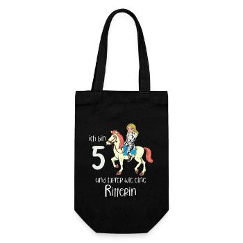 Geburtstagsshirt Ritterin - 5 Geburtstag Mädchen - Geschenkbeutel für Flaschen - Schwarz - Vorne