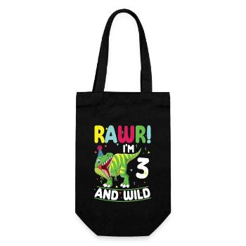 Dinosaure 3 ans 3ème fête d’anniversaire - Sac à bouteille - noir - Devant