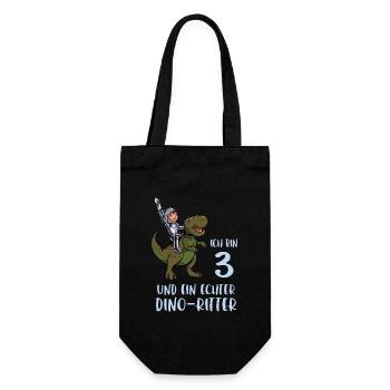 Geburtstagsshirt Dino Ritter - 3 Geburtstag Junge - Geschenkbeutel für Flaschen - Schwarz - Vorne