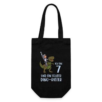 Geburtstagsshirt Dino Ritter - 7 Geburtstag Junge - Geschenkbeutel für Flaschen - Schwarz - Vorne