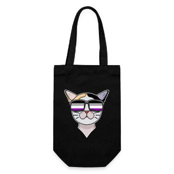 Asexual Lgbt Japanese Bobtail Cat Asexuality - Gift Bag for Bottles - black - Front