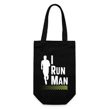 I Run Man | Laufbekleidung | Fitness Shirt | - Geschenkbeutel für Flaschen - Schwarz - Vorne