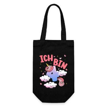 Ich Bin 4 Jahre Alt | Einhorn-thema | 4. - Geschenkbeutel für Flaschen - Schwarz - Vorne