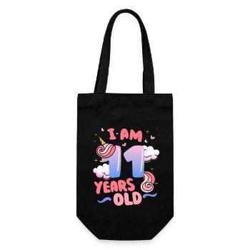 I am 11 years old | Unicorn theme | 11. - Gift Bag for Bottles - black - Front