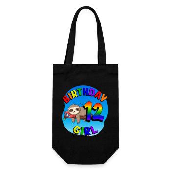 Birthday 12 Girls Cute Baby Sloth - Gift Bag for Bottles - black - Front