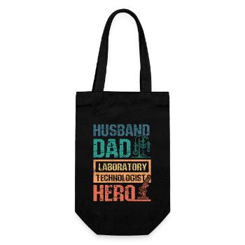Husband dad laboratory technologist hero - Gift Bag for Bottles - black - Front