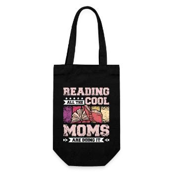 Mom mother reading books - Geschenkbeutel für Flaschen - Schwarz - Vorne