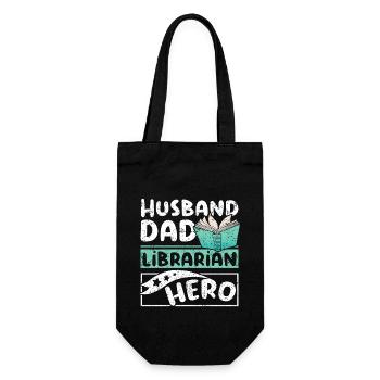 Husband dad librarian hero - Geschenkbeutel für Flaschen - Schwarz - Vorne