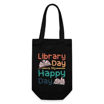 Library day is my happy day - Gift Bag for Bottles - black - Front