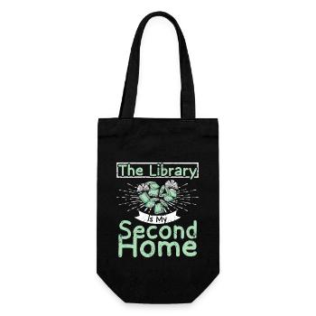 The Library is my second home - Gift Bag for Bottles - black - Front