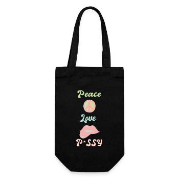Peace Love - Geschenkbeutel für Flaschen - Schwarz - Vorne