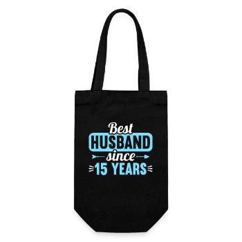 Best Husband Since 15 Years 15th Wedding Day - Geschenkbeutel für Flaschen - Schwarz - Vorne