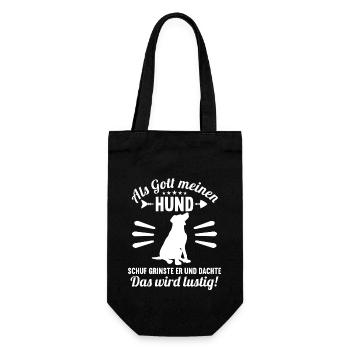 Als Gott meinen Hund schuf das wird lustig Hunde - Geschenkbeutel für Flaschen - Schwarz - Vorne