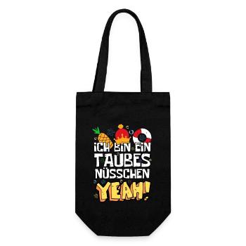 Ich bin ein taubes Nüsschen Yeah Spruch Fernsehen - Geschenkbeutel für Flaschen - Schwarz - Vorne