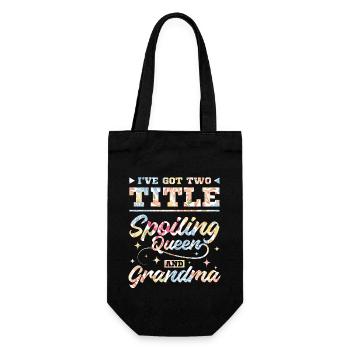 Spoiling queen and grandma - Geschenkbeutel für Flaschen - Schwarz - Vorne