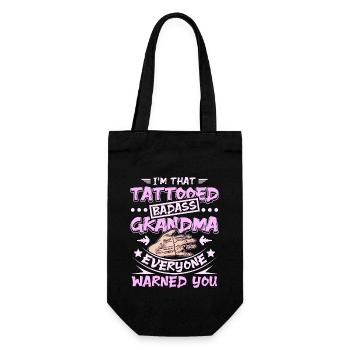 Tattooed badass grandma - Geschenkbeutel für Flaschen - Schwarz - Vorne