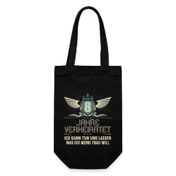 8 Jahre verheiratet kann tun 8.Hochzeitstag - Geschenkbeutel für Flaschen - Schwarz - Vorne