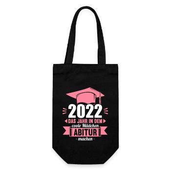 Abitur Gymnasium Damen und Herren Abi 2022 - Geschenkbeutel für Flaschen - Schwarz - Vorne