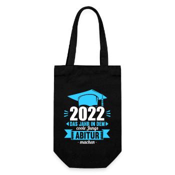 Abitur Gymnasium Damen und Herren Abi 2022 - Geschenkbeutel für Flaschen - Schwarz - Vorne