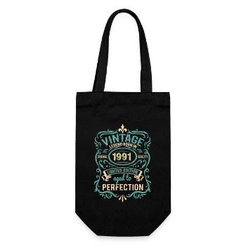 Vintage 1991 32th Birthday Made in 1991 Born 1991 - Gift Bag for Bottles - black - Front