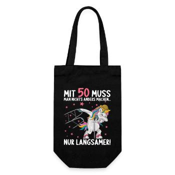 Mit 50 nichts anders nur langsamer 50 Geburtstag - Geschenkbeutel für Flaschen - Schwarz - Vorne