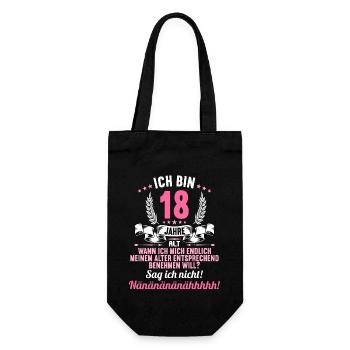 Ich bin 18 Jahre alt 18 Geburtstag - Geschenkbeutel für Flaschen - Schwarz - Vorne