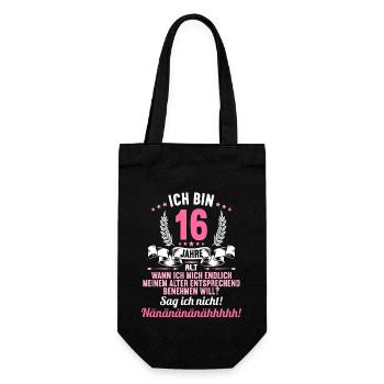 Ich bin 16 Jahre alt 16 Geburtstag - Geschenkbeutel für Flaschen - Schwarz - Vorne
