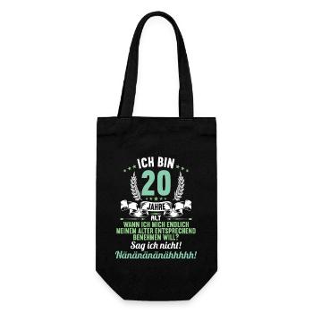 Ich bin 20 Jahre alt 20 Geburtstag - Geschenkbeutel für Flaschen - Schwarz - Vorne
