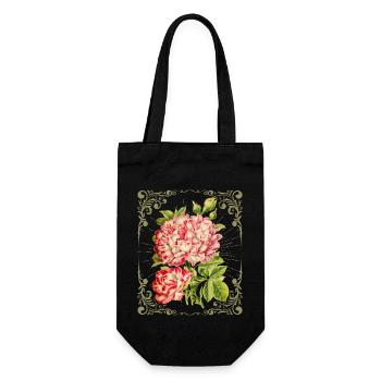 Rose rose motif, vintage retro, botanical - Gift Bag for Bottles - black - Front