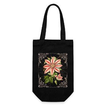 Clematis Illustration, Vintage-botanisch - Geschenkbeutel für Flaschen - Schwarz - Vorne