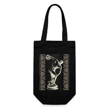 Greece, discus thrower, Greek meander - Gift Bag for Bottles - black - Front