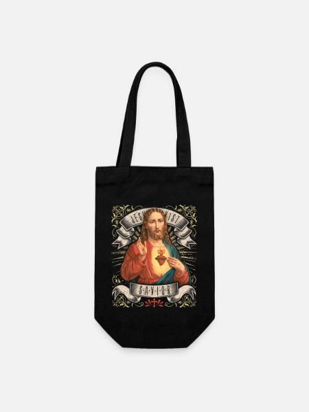 Jésus vintage, Jésus-Christ, Sacré-Cœur - Sac à bouteille - noir
