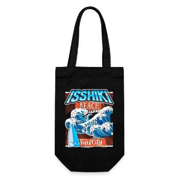 Japan, Isshiki Beach, Surfing Hokusai-Welle - Geschenkbeutel für Flaschen - Schwarz - Vorne