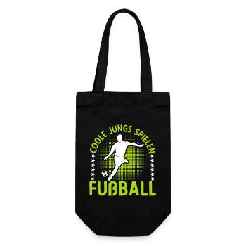 Coole Jungs Spielen Fußball Jungen Geburtstag - Geschenkbeutel für Flaschen - Schwarz - Vorne