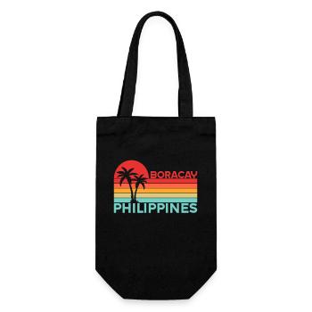 Vintage Urlaub Reise Boracay Philippinen Asien - Geschenkbeutel für Flaschen - Schwarz - Vorne