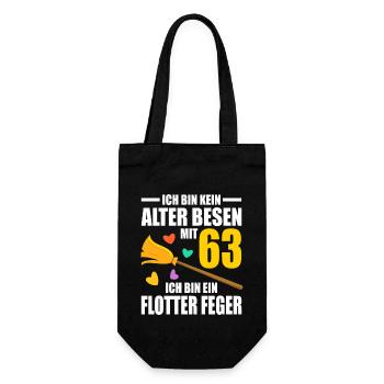 Alter Besen Junger Feger 63 Jahre 63. Geburtstag - Geschenkbeutel für Flaschen - Schwarz - Vorne