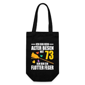 Alter Besen Junger Feger 73 Jahre 73. Geburtstag - Geschenkbeutel für Flaschen - Schwarz - Vorne