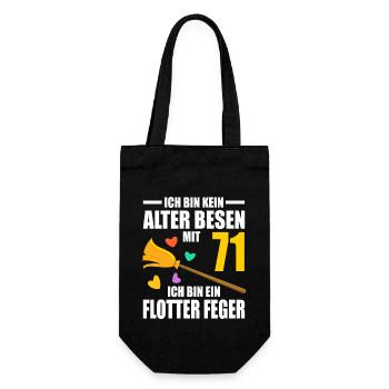 Alter Besen Junger Feger 71 Jahre 71. Geburtstag - Geschenkbeutel für Flaschen - Schwarz - Vorne