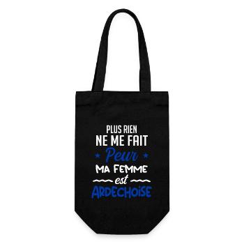Rien ne me fait peur ma femme est Ardéchoise - Sac à bouteille - noir - Devant