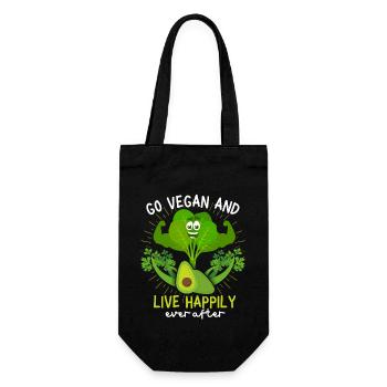 Lustiger Veganer Spruch mit Sellerie und Spinat - Geschenkbeutel für Flaschen - Schwarz - Vorne