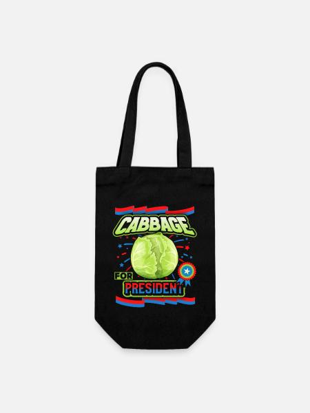Kohl, lustiger Spruch, Cabbage-For-President - Geschenkbeutel für Flaschen - Schwarz